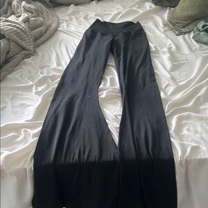 Black Boot Cut Pants with Wide-Leg Silhouette